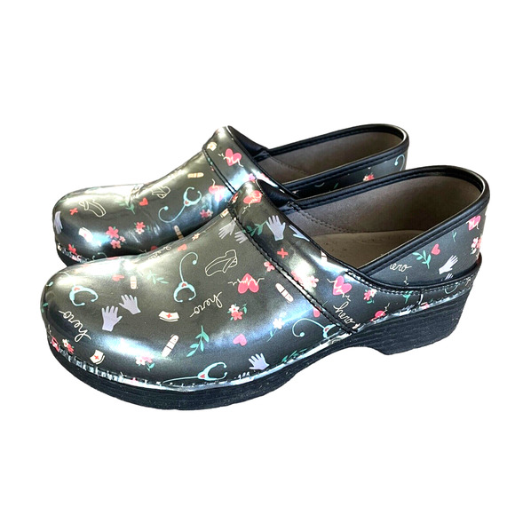 DANSKO LT PRO Hero Size EU 41 US 10.5 Gray Patent Leather Slip-On Comfort Clogs - Picture 1 of 9
